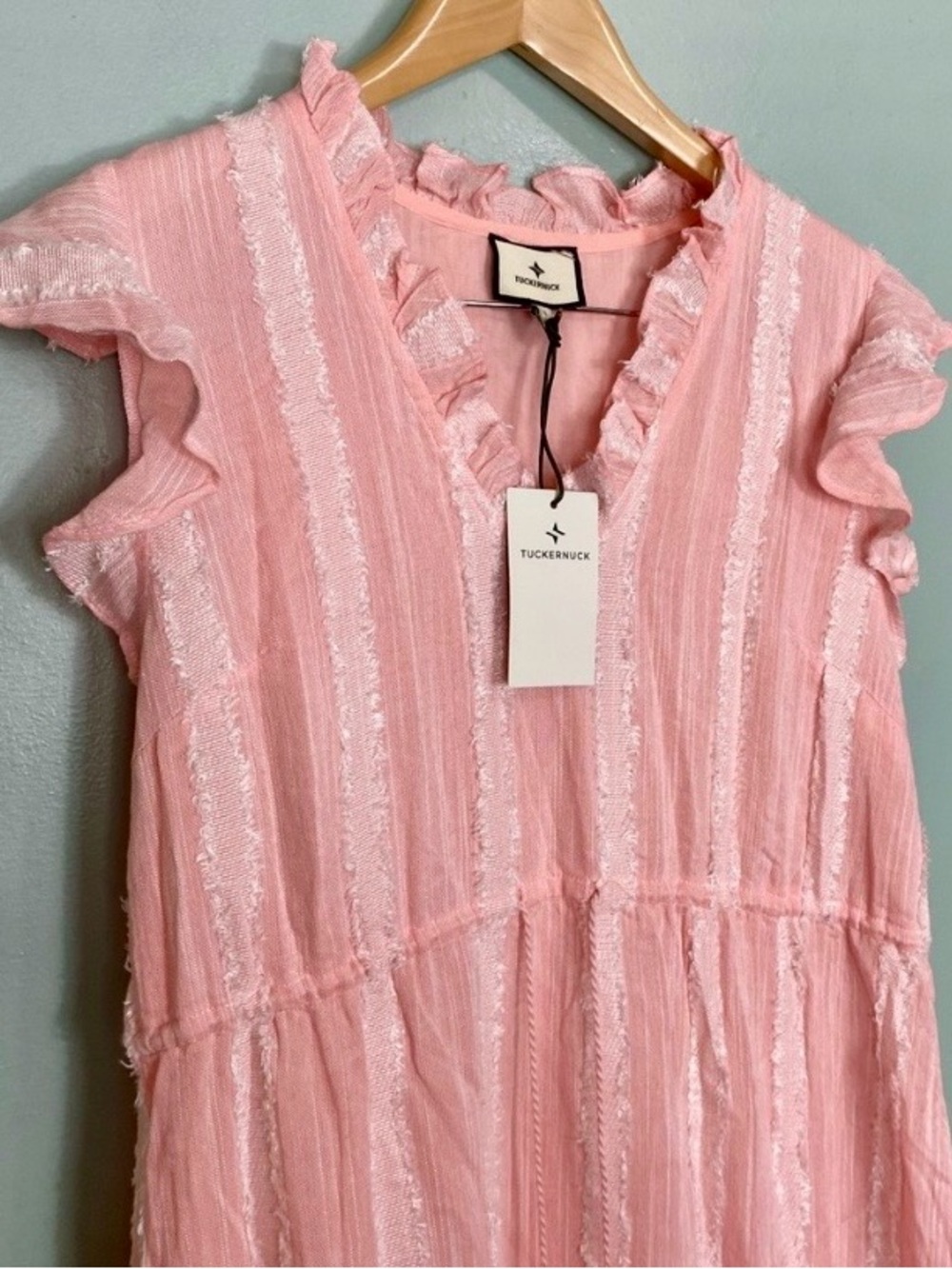 Tuckernuck Pink Ruffle-Trim Maxi Dress